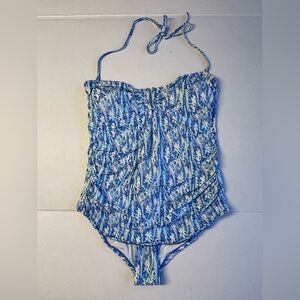 Beach By Melissa Odabash One Piece Blue Printed Swimsuit Size 6